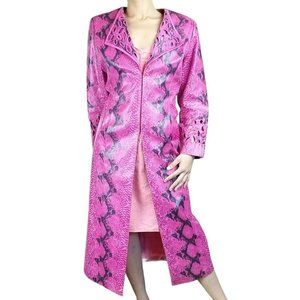 Donna Vinci Couture vintage pink snakeskin trench coat size 14